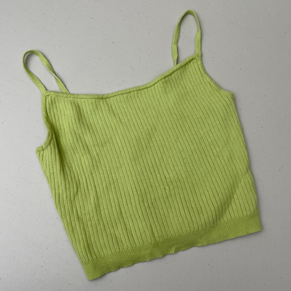 LA hearts green knitted cropped tank top cotton size small ribbed lime green